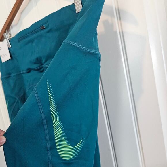 Nike Fast Leggings Women 2X Mid Rise 7/8 Blue Tight Fit Gym Workout Running - Picture 5 of 9